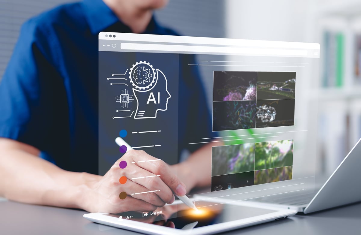 AI visual — person creating images with digital pen and AI tablet software