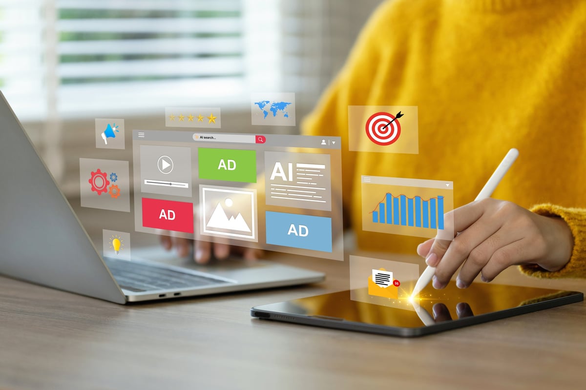 Online advertising concept — digital marketing strategies and promotion